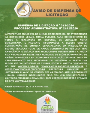 AVISO DE DISPENSA DE LICITAÇÃO Nº 013-2026