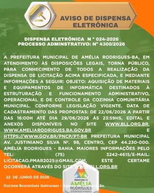 AVISO DE DISPENSA DE LICITAÇÃO Nº 024-2026