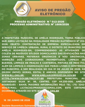 AVISO DE PREGÃO ELETRÔNICO Nº 012-2026