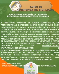 AVISO DE DISPENSA DE LICITAÇÃO Nº 032-2026
