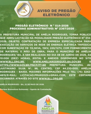 AVISO DE PREGÃO ELETRÔNICO Nº 014-2026