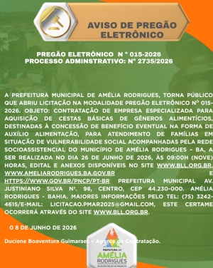 AVISO DE PREGÃO ELETRÔNICO Nº 015-2026