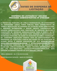 AVISO DE DISPENSA DE LICITAÇÃO Nº 020-2026