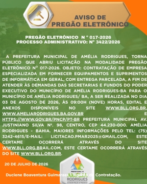 AVISO DE PREGÃO ELETRÔNICO Nº 017-2026