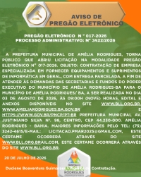 AVISO DE PREGÃO ELETRÔNICO Nº 017-2026